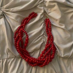 Red beaded statement necklace